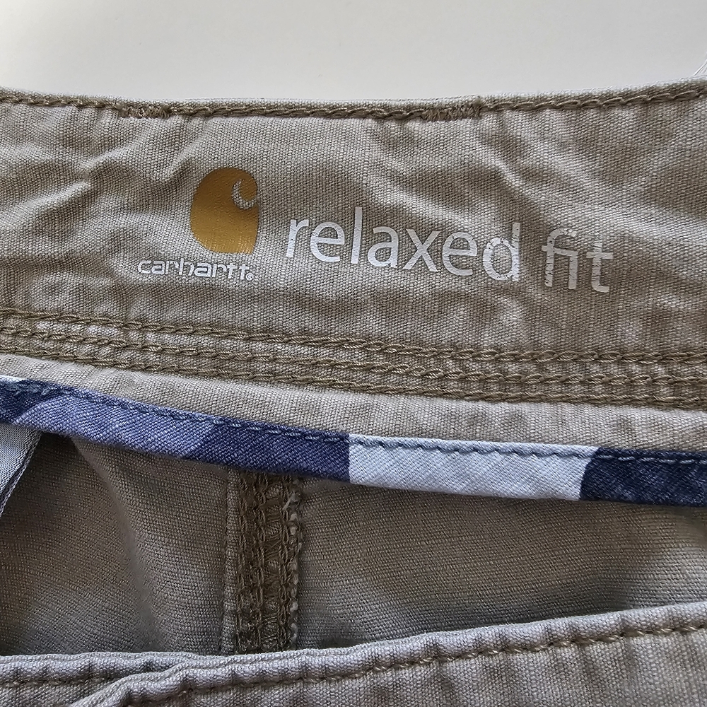 Carhartt Women's Relaxed Fit Adjustable Cuff Shorts In Khaki Beige Sz 16 - Picture 5 of 7
